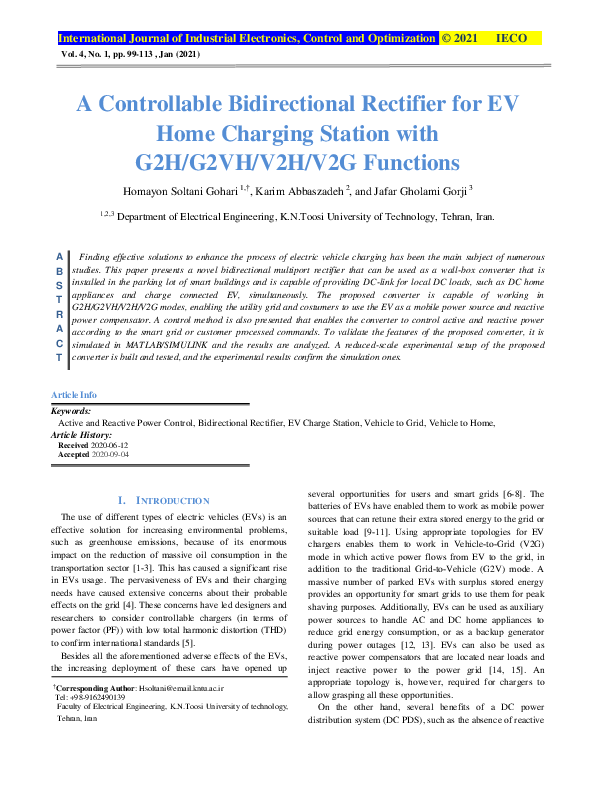 (PDF) A Controllable Bidirectional Rectifier for EV Home Charging ...