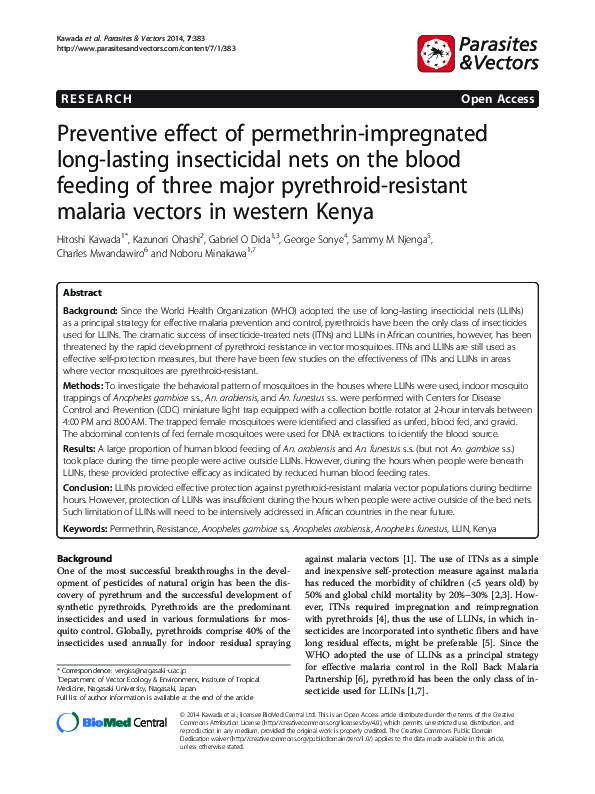 (PDF) Preventive effect of permethrin-impregnated long-lasting ...
