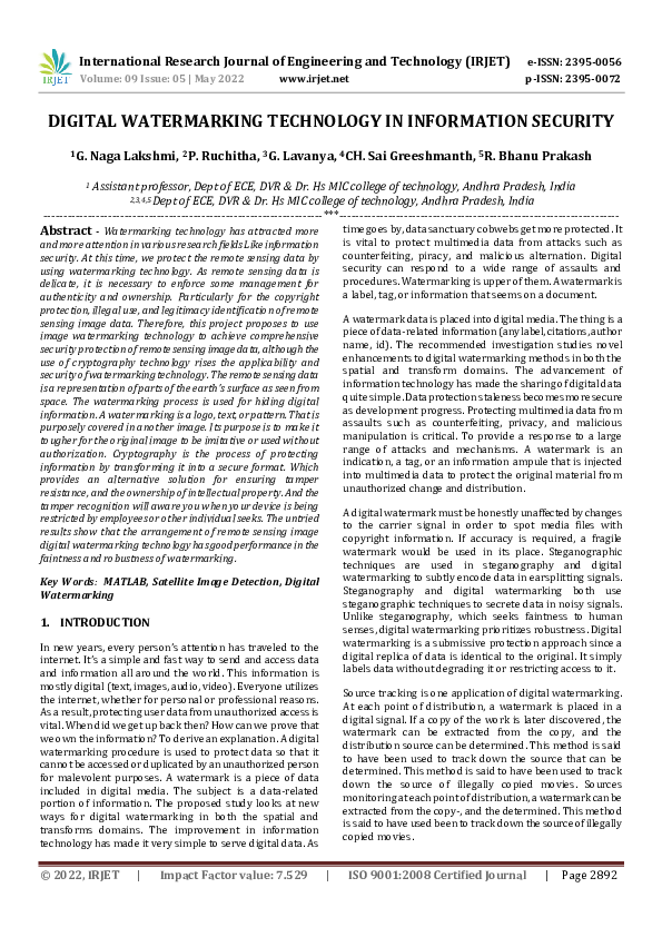 (PDF) DIGITAL WATERMARKING TECHNOLOGY IN INFORMATION SECURITY