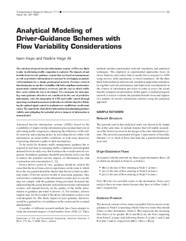 (PDF) Analytical Modeling of Driver-Guidance Schemes with Flow ...