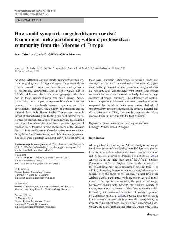 (PDF) How could sympatric megaherbivores coexist? Example of niche ...