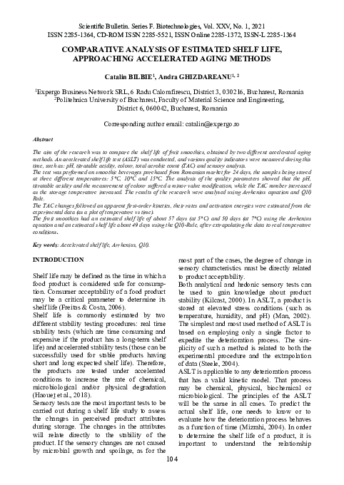 (PDF) Comparative Analysis of Estimated Shelf Life, Approaching ...