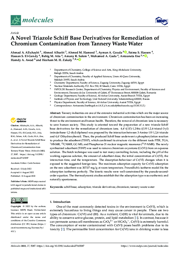 (PDF) A Novel Triazole Schiff Base Derivatives for Remediation of ...
