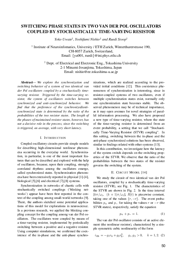 (PDF) Switching phase states in two van der Pol oscillators coupled by ...