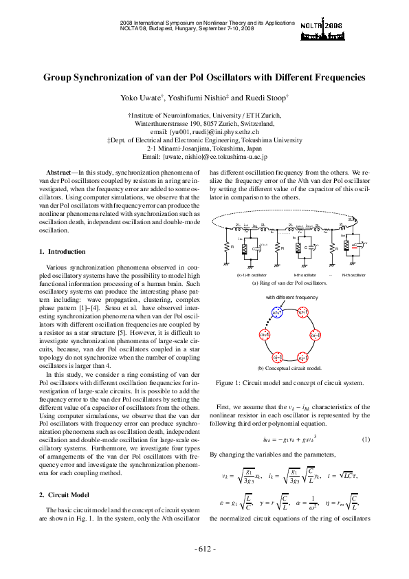 (PDF) Group Synchronization of van der Pol Oscillators with Different ...
