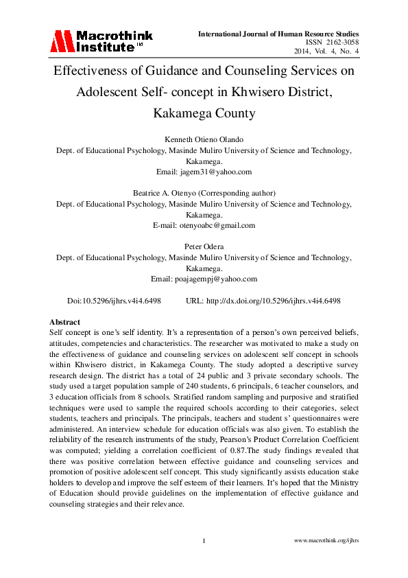 (PDF) Effectiveness of Guidance and Counseling Services on Adolescent ...