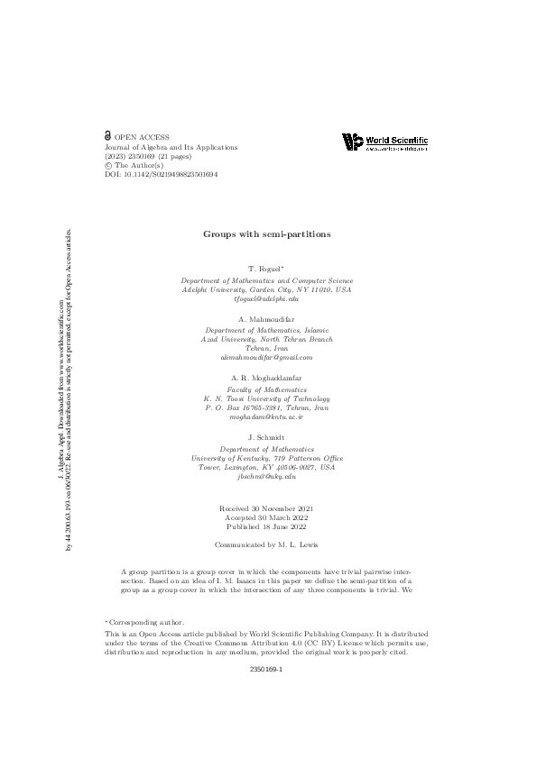 (PDF) Groups with semi-partitions