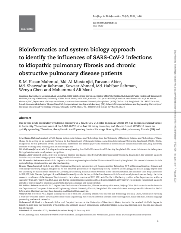 (PDF) Bioinformatics and system biology approach to identify the ...