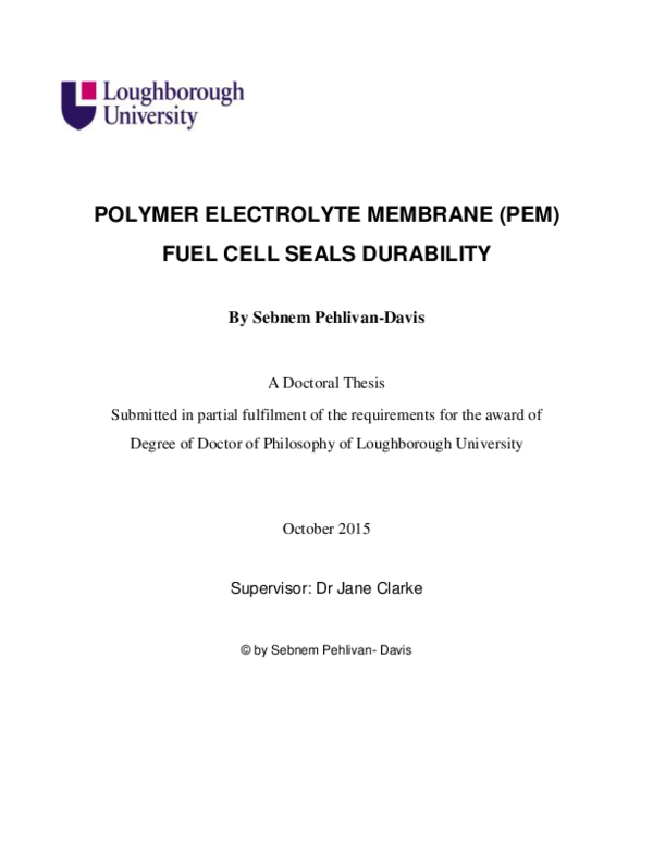 (PDF) Polymer Electrolyte Membrane (PEM) fuel cell seals durability