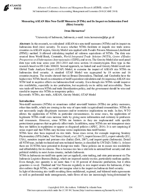 (PDF) Measuring Asean Rice Non-tariff Measures (NTMS) and its Impact on ...