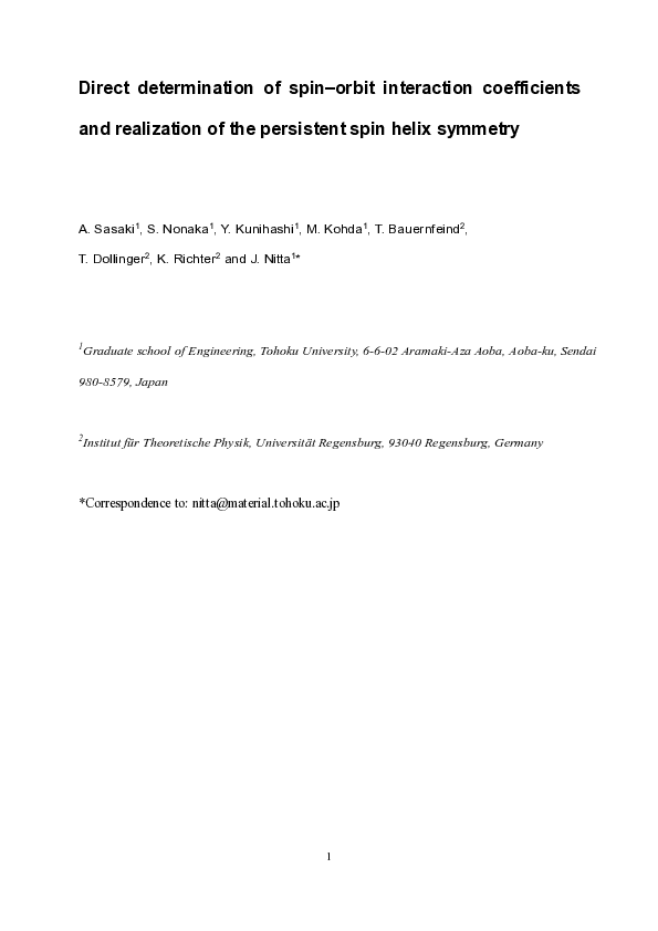 (PDF) Direct determination of spin-orbit interaction coefficients and ...