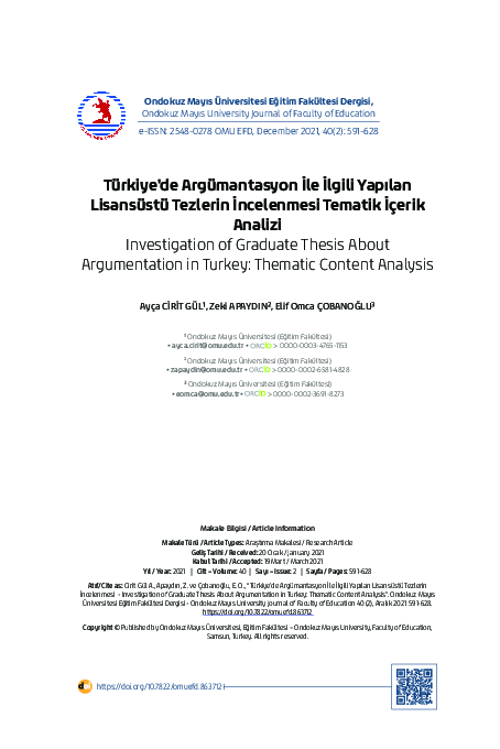 (PDF) Investigation of Graduate Thesis About Argumentation in Turkey ...