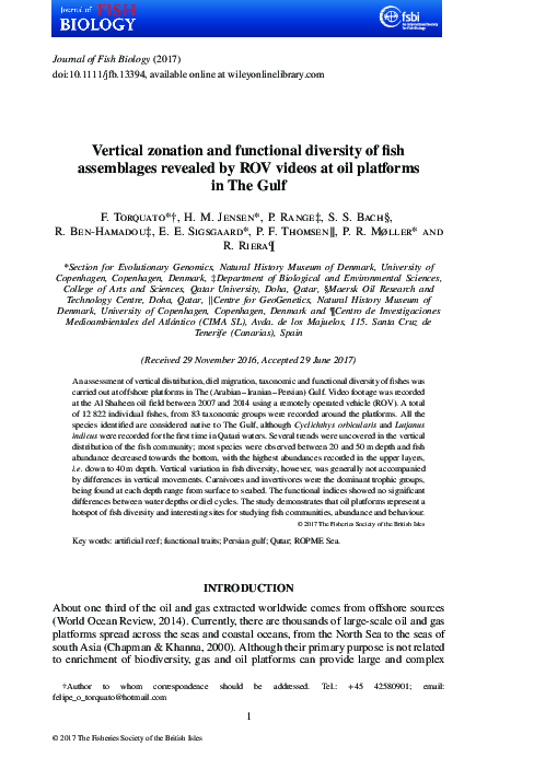 (PDF) Vertical zonation and functional diversity of fish assemblages ...