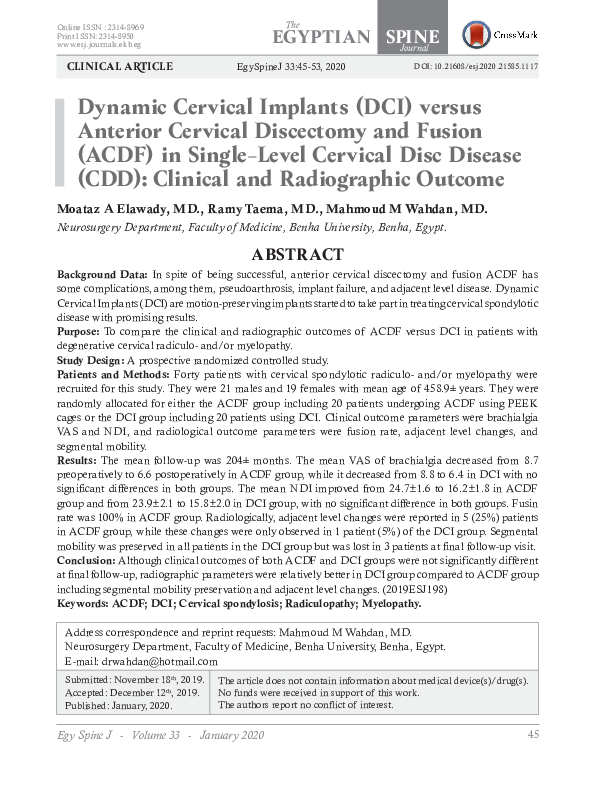 (PDF) Dynamic Cervical Implants (DCI) versus Anterior Cervical ...