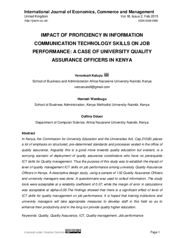 (PDF) Impact of Proficiency in Information Communication Technology ...