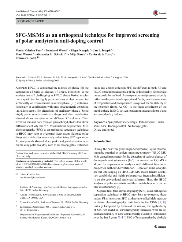 (PDF) SFC-MS/MS as an orthogonal technique for improved screening of ...