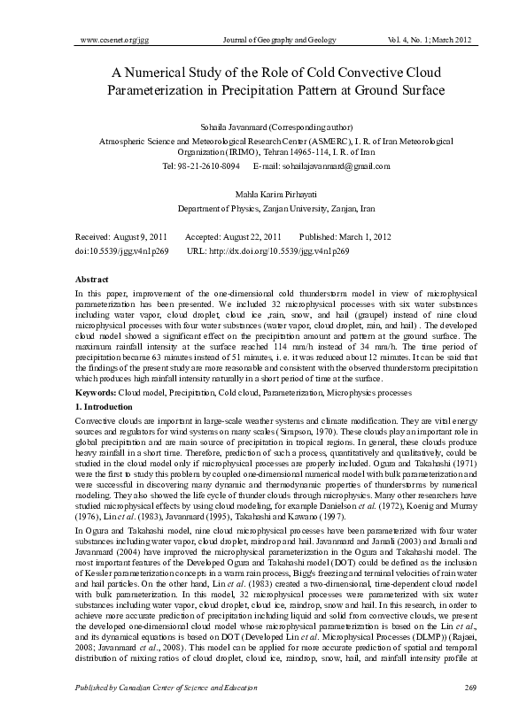 (PDF) A Numerical Study of the Role of Cold Convective Cloud ...
