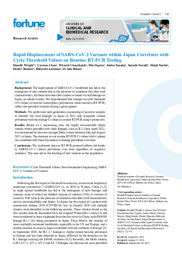 (PDF) Rapid Displacement of SARS-CoV-2 Variants within Japan Correlates ...