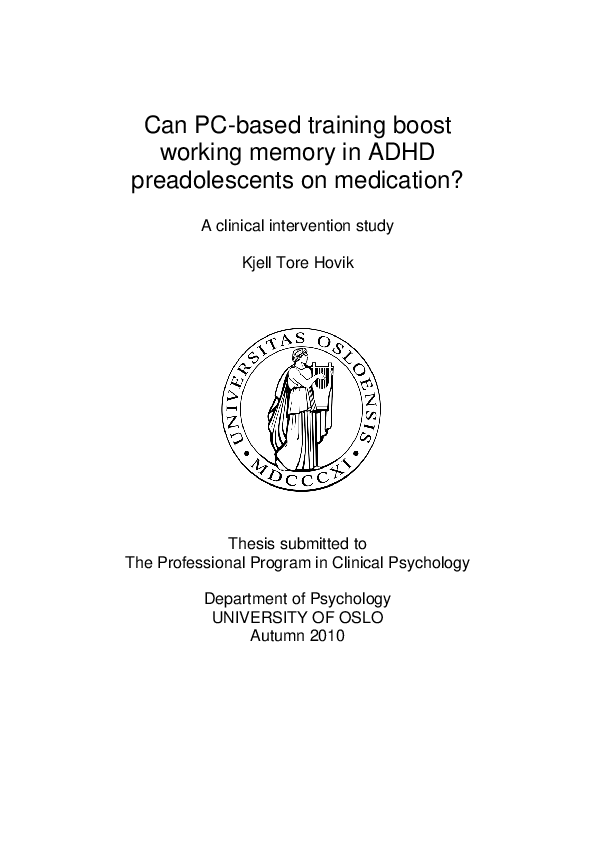 (PDF) Can PC-based training boost working memory in ADHD preadolescents ...