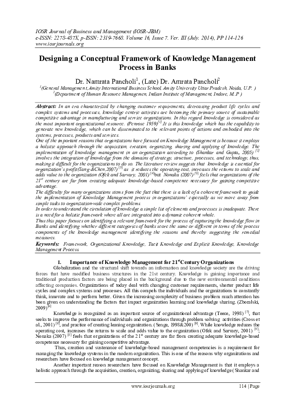 (PDF) Designing a Conceptual Framework of Knowledge Management Process ...