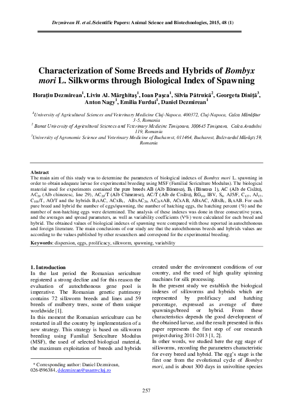 (PDF) Characterization of Some Breeds and Hybrids of Bombyx mori L ...
