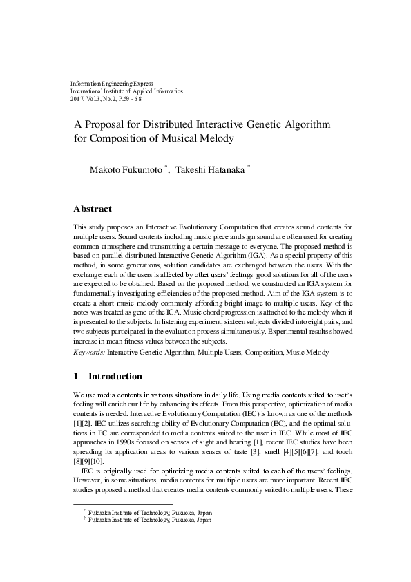 (PDF) Parallel distributed Interactive Genetic Algorithm for composing ...