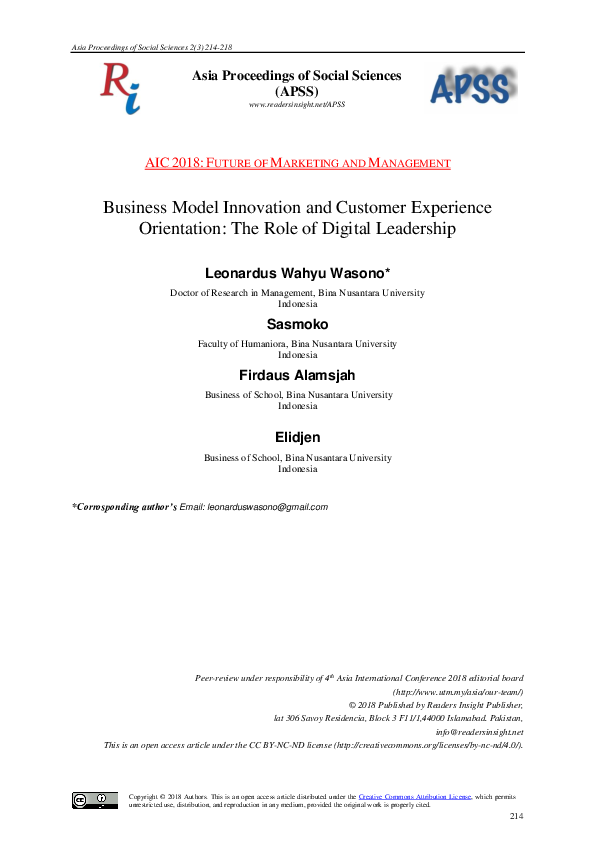 (PDF) Business Model Innovation and Customer Experience Orientation ...