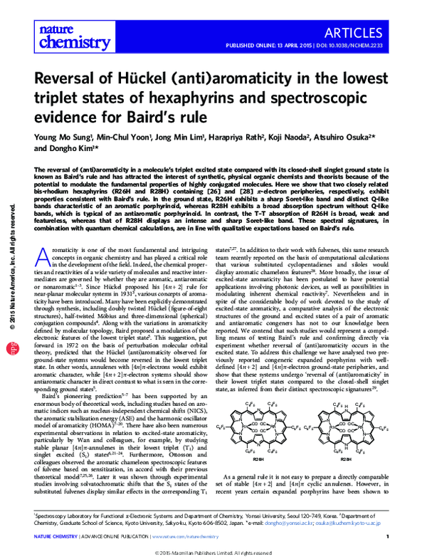 (PDF) Reversal of Hückel (anti)aromaticity in the lowest triplet states ...