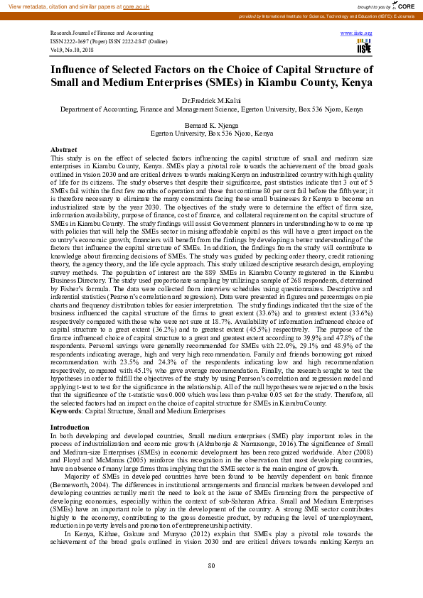 (PDF) Influence of Selected Factors on the Choice of Capital Structure ...