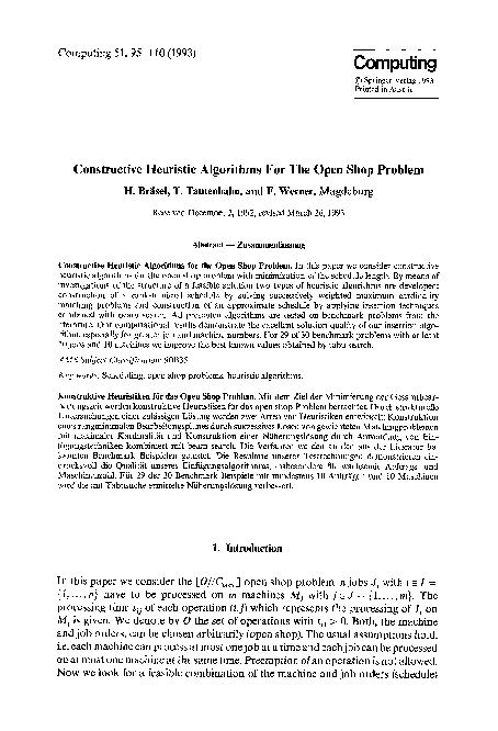 (PDF) Constructive heuristic algorithms for the open shop problem