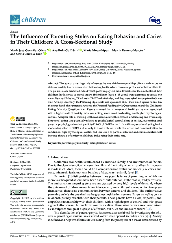 (PDF) The Influence of Parenting Styles on Eating Behavior and Caries ...