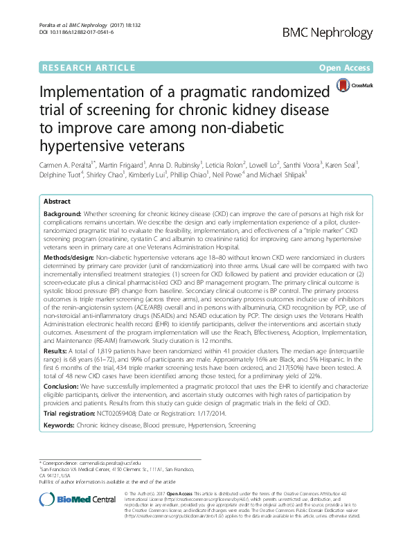 (PDF) Implementation of a pragmatic randomized trial of screening for ...
