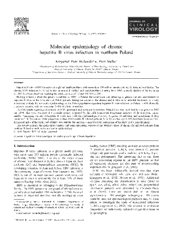 (PDF) Molecular epidemiology of chronic hepatitis B virus infection in ...