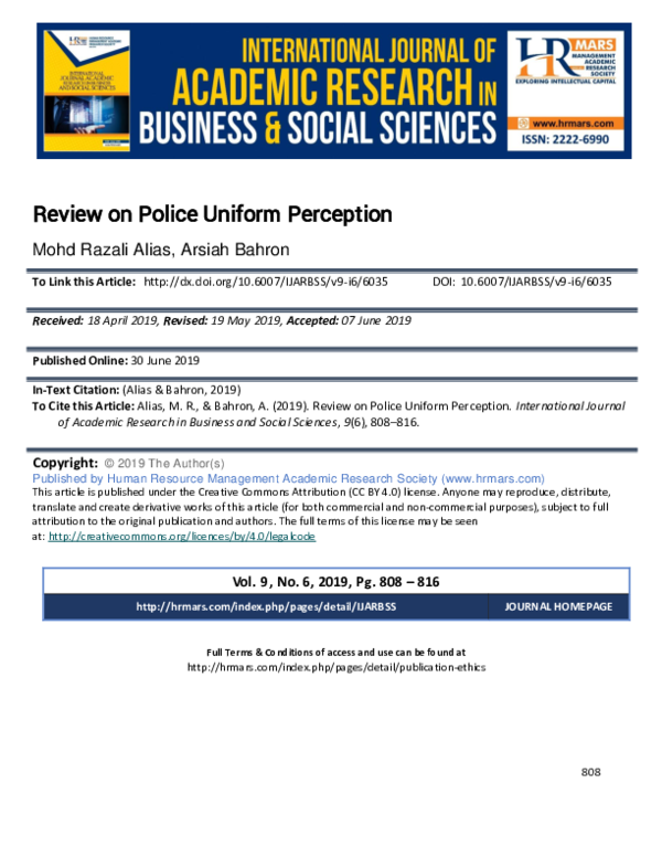 (PDF) Review on Police Uniform Perception