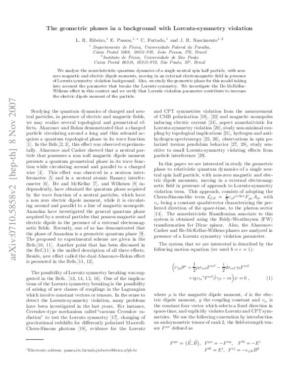 (PDF) The geometric phases in a background with Lorentz-symmetry violation