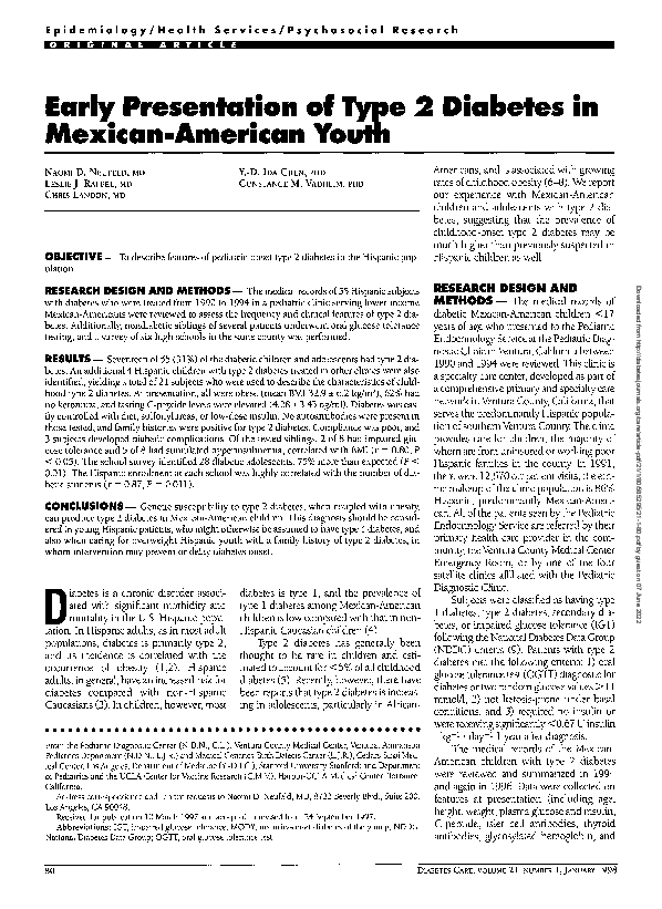 (PDF) Early Presentation of Type 2 Diabetes in Mexican-American Youth