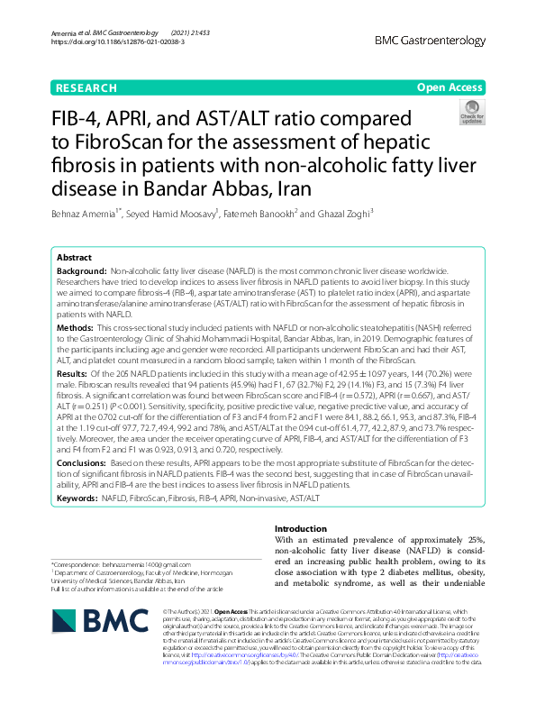 (PDF) FIB-4, APRI, and AST/ALT ratio compared to FibroScan for the ...