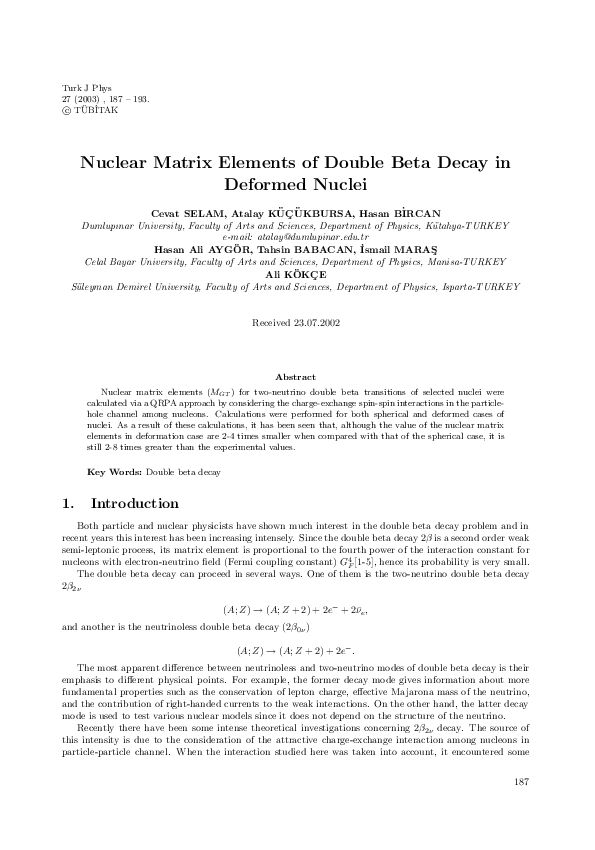 (PDF) The nuclear matrix elements of double beta decay in Pseudo-SU(4 ...