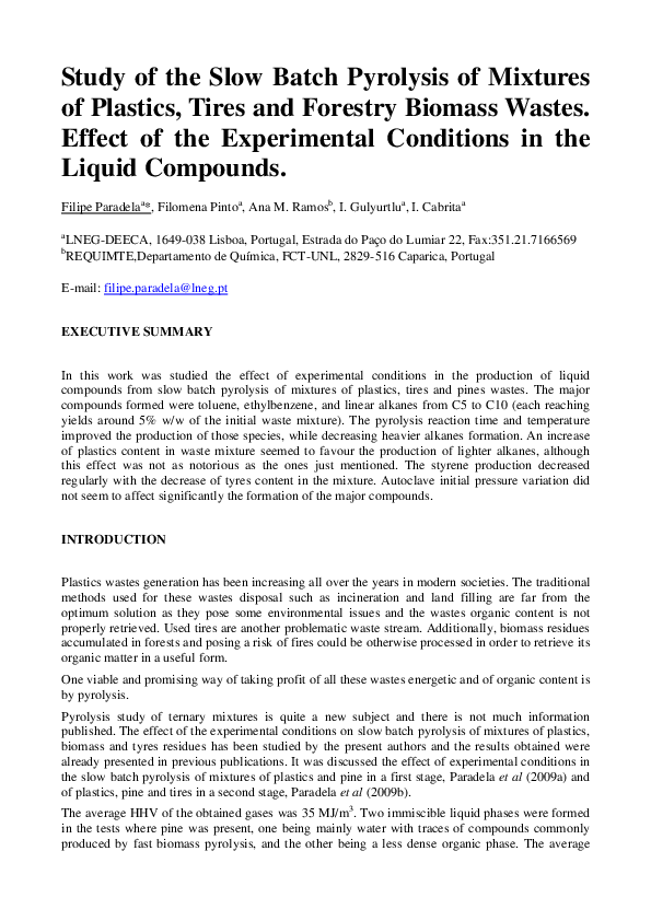 (PDF) Study of the slow batch pyrolysis of mixtures of plastics, tyres ...