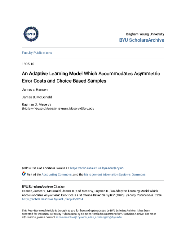 (PDF) An Adaptive Learning Model Which Accommodates Asymmetric Error ...