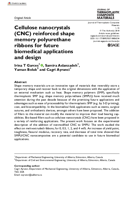 (PDF) Cellulose nanocrystals (CNC) reinforced shape memory polyurethane ...