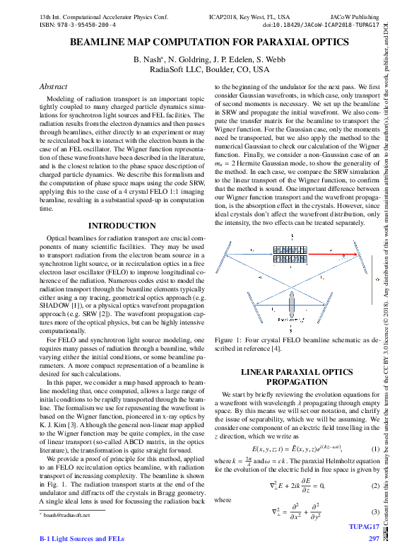 (PDF) Beamline Map Computation for Paraxial Optics