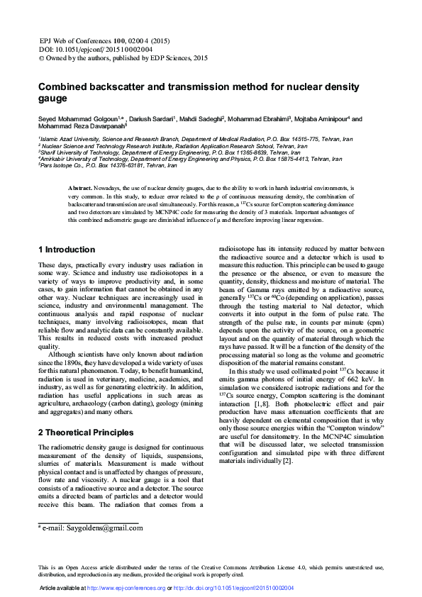 (PDF) Combined backscatter and transmission method for nuclear density