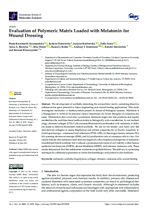 (PDF) Evaluation of Polymeric Matrix Loaded with Melatonin for Wound ...