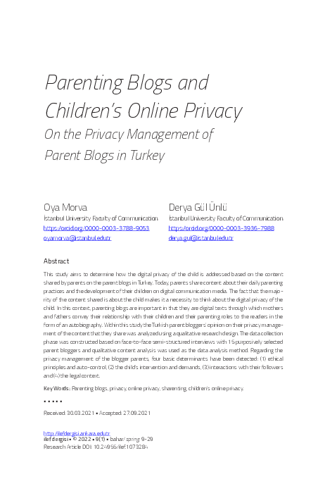 (PDF) Parenting Blogs and Children's Online Privacy: On the Privacy ...