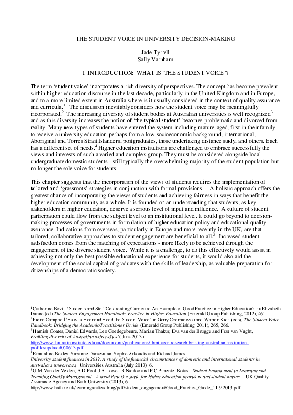 (PDF) The Student Voice in University Decision-making