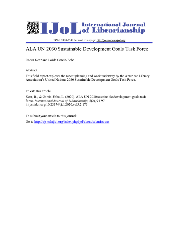 (PDF) ALA UN 2030 Sustainable Development Goals Task Force