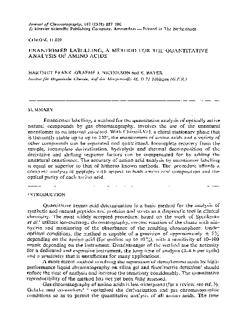 (PDF) Enantiomer labelling, a method for the quantitative analysis of ...
