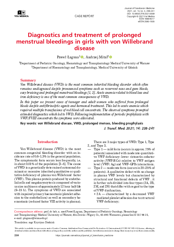 (PDF) Diagnostics and treatment of prolonged menstrual bleedings in ...