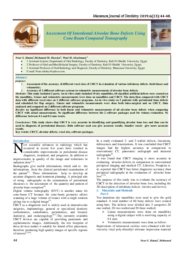 (PDF) Assessment Of Interdental Alveolar Bone Defects Using Cone Beam ...